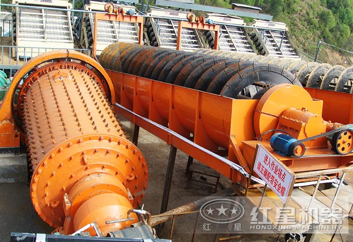 螺旋洗砂機(jī)洗沙現(xiàn)場(chǎng)