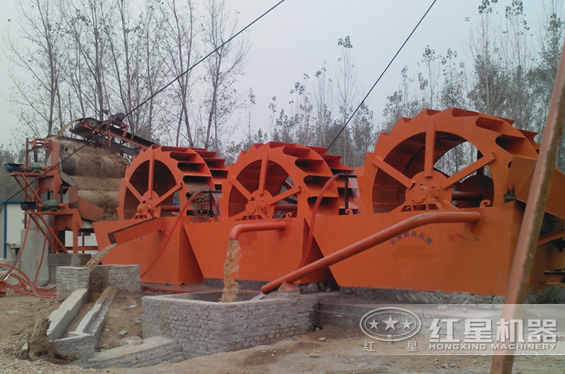 三臺洗砂機串聯作業